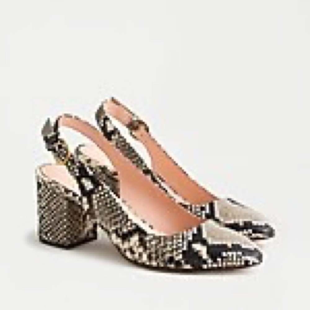 Women's J.Crew Slingback Pumps in Snake-embossed Leather